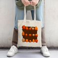 thumbnail image 2 of Vibrant Pumpkin Design Tote Bag - Canvas Reusable Perfect for Shopping Travel & Parties Features Colorful Pumpkins on Brown Background, 2 of 4