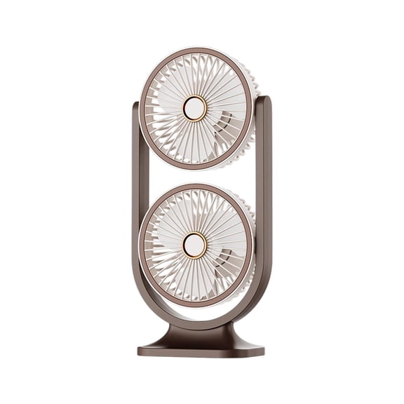 Double Head Two-Way Portable Fan – USB Rechargeable Desktop Fan with High Wind Power, 3 Adjustable Speeds, Ideal for Home, Office, Camping, and Bedroom Use,Coffee