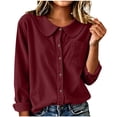 thumbnail image 2 of Neewe Cotton Blend Button Down Shirt for Women Collared Blouse Casual Long Sleeve Tops Daily Outfits, 2 of 6