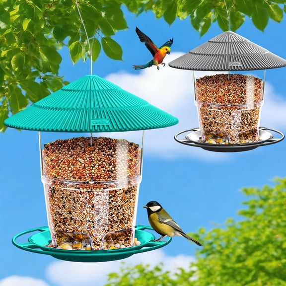 NEWEEN Bird Feeder for Outdoor Hanging, 2.2 lbs Capacity Latch Feature Heavy Duty Water Resistance Squirrel-Proof Bird Feeders Wild Bird Seed for Outside Garden Yard Decoration Green