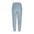 thumbnail image 4 of Feancey Jogger Pajama Bottoms Women Fuzzy Fleece Warm Sleep Pants Winter Plush Cozy Pj Pants Solid Color Casual Low Rise Trousers Blue Free Size, 4 of 6