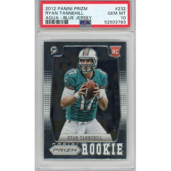 Graded 2012 Panini Prizm Ryan Tannehill #232 Aqua Blue Jersey Rookie RC Football Card PSA 10 Gem Mint