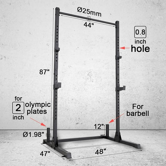 Squat Rack 800 LB Capacity Power Rack 2"x 2" Steel Power Cage Exercise Stand with 2 J-Hooks