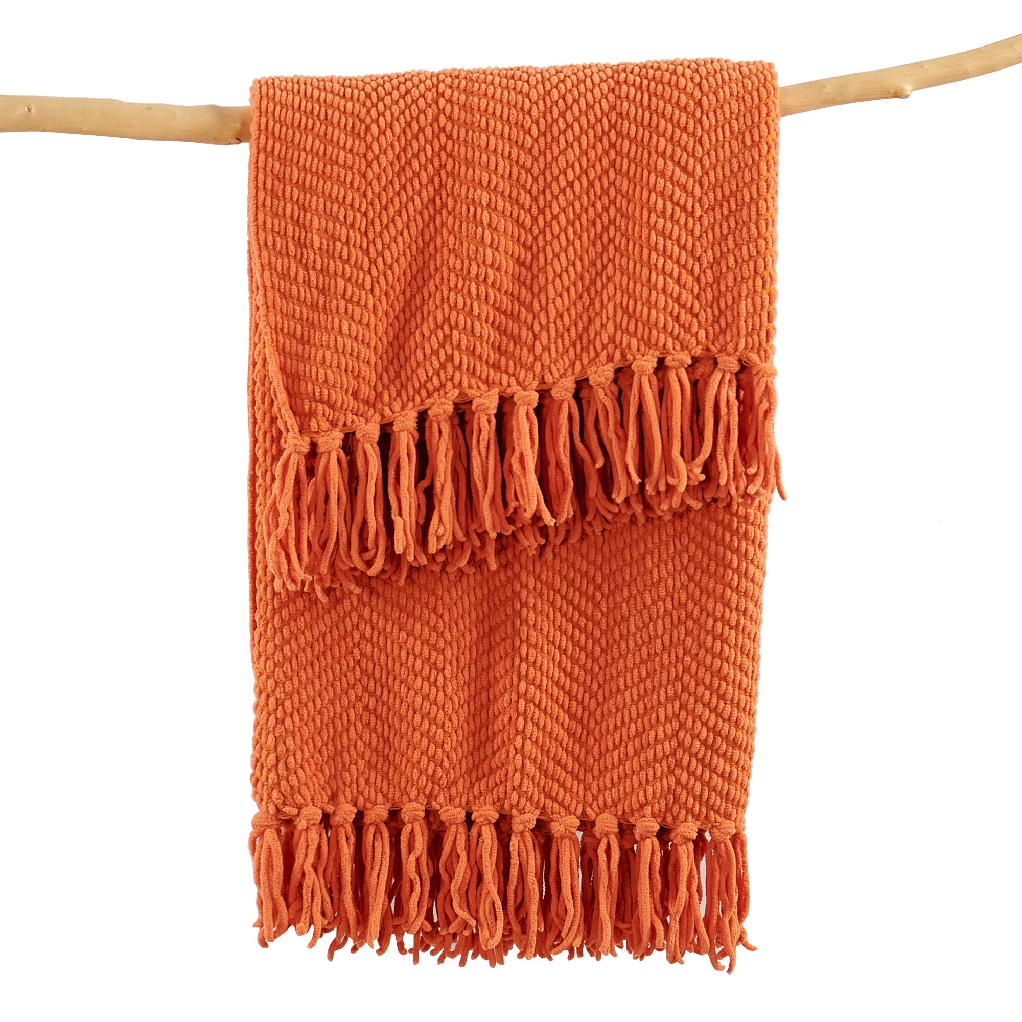 Home Soft Things Reversible Tweed Throw Blanket, Super Soft & Cozy - Burnt Orange, 50x60"