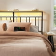 thumbnail image 5 of GUNAITO King Size Floating Bed Frame Metal Platform Bed with LED Lights & Charging Station Modern Bed with Headboard and Under-bed Storage Black, 5 of 9
