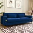 thumbnail image 4 of Modern Velvet Upholstered Sofa Couch with Pillows Removable Cushions and Gold Metal Legs for Living Room Office Apartment, 4 of 10