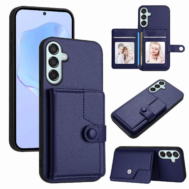 FOXDOCK Case for SAMSUNG Galaxy M15 RFID-Blocking Card Holder - Stylish Button Closure Design