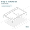 thumbnail image 5 of Moen Gs202153bq 2000 Series 33" Drop In Double Basin Stainless Steel Kitchen Sink -, 5 of 7
