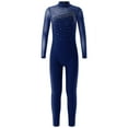 thumbnail image 4 of YONGHS Girls Kids One Piece Dance Unitard Long Sleeve Skating Jumpsuit Gymnastics Bodysuit Navy Blue 10, 4 of 7