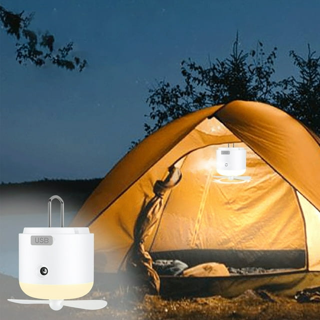 Xihbxyly Luz de Camping Multifuncional, Ventilador Recargable Por Usb y Repelente de Mosquitos, Brillo Ajustable, Iluminación Portátil para Exteriores, Camping Familiar, Tamaño Compacto.