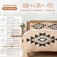 thumbnail image 6 of Triangle Combination Pattern Bedding Duvet Cover Set Queen Size 4 Pieces Black White Brown Retro Decor Bedding Set with Zipper Closure, 1 Comforter Cover 90x92 Inches 1 Flat Sheet & 2 Pillow Cases, 6 of 7