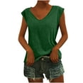 thumbnail image 2 of QUINDOS Womens Tank Tops Plus Size Green Ribbed Fashion Causal V-Neck Solid Blouse Sleeveless T-Shirt Summer Tops Camisoles for Women, 2 of 4