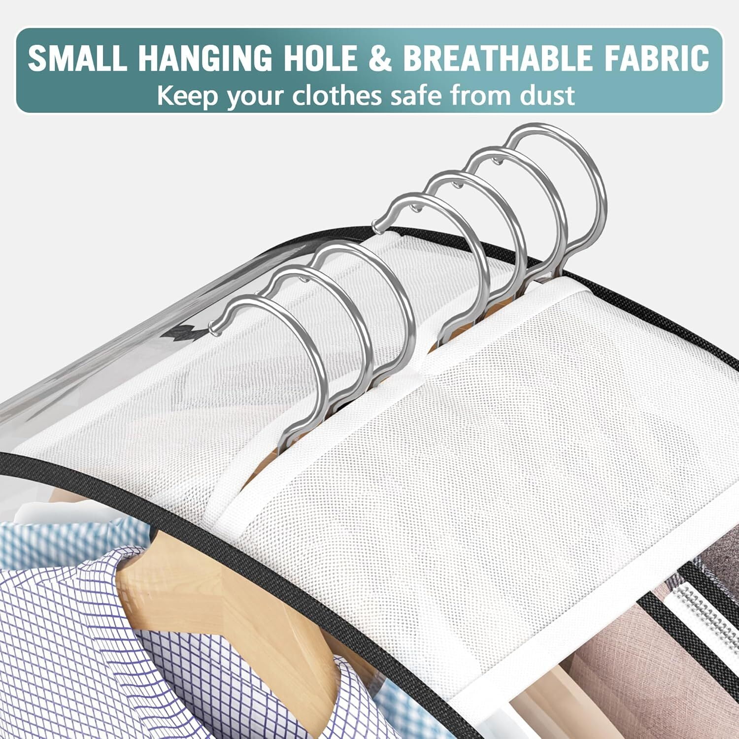 Garment Bags for Hanging Clothes, 4PCS 40" Transparent Waterproof Dustproof Storage for Closet Cloth Cover Washable Clear Reusable Garment Bags Covers for Coats, Dresses, Jackets