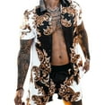 thumbnail image 1 of Orqqct Men 2 Piece Printed Button Down Beach Hawaiian Shirts Suit and Elastic Waist Shorts, 1 of 4