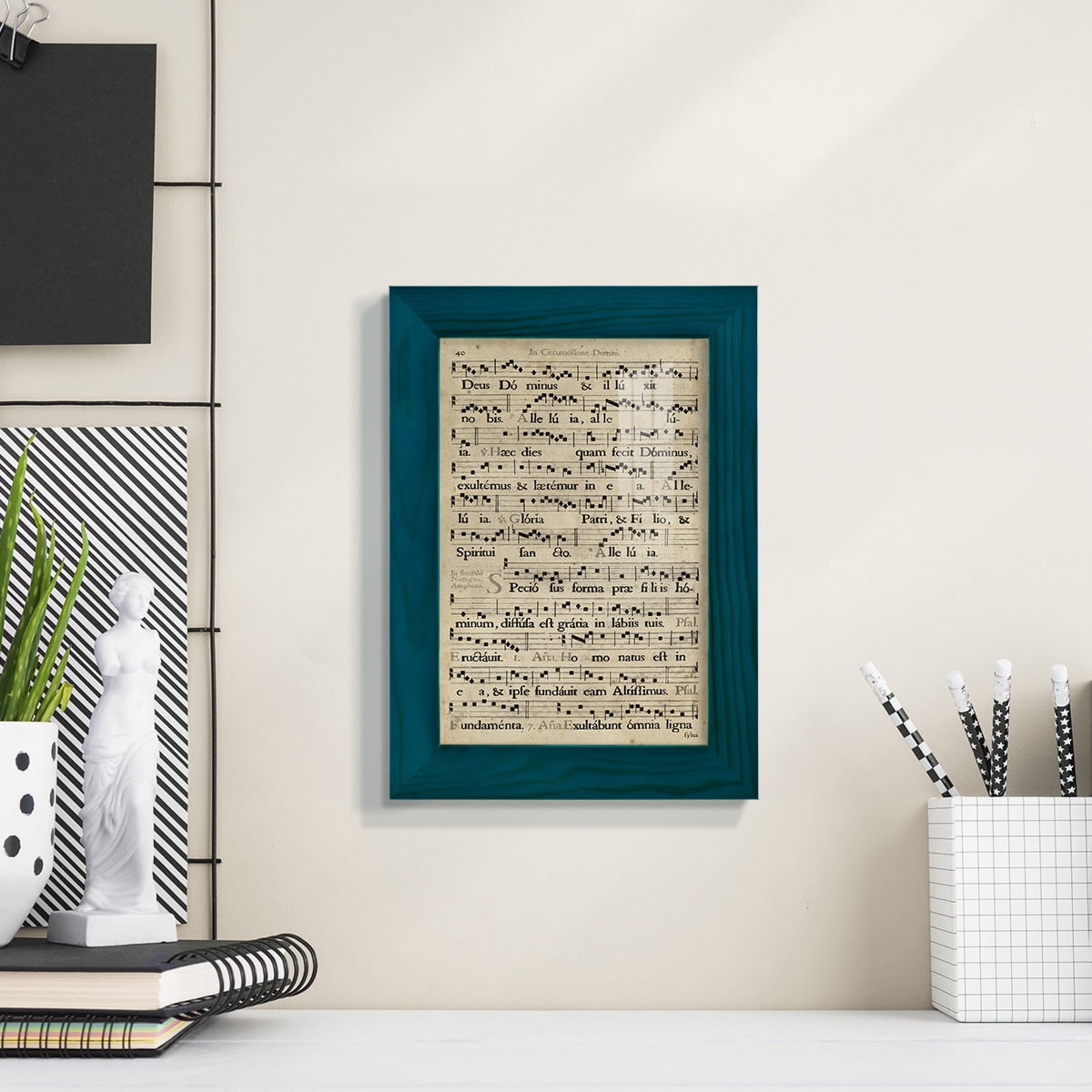 Vellum Songbook II -Framed Print w/glass-Ocean Blue