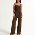 thumbnail image 7 of Stamzod Summer Jumpsuits for Women 2026 Trendy Fashion Halter Sleeveless Wide Leg Jumpsuit Loose Casual Black Romper with Pocket Beach Vacation Clothes Brown M, 7 of 7