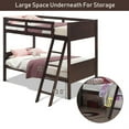 thumbnail image 2 of Demi Bonn Solid Wood Twin Over Twin Bunk Bed with Ladder, Twin Bunk Beds, Converts to 2 Individual Twin Beds, Brown, 2 of 10