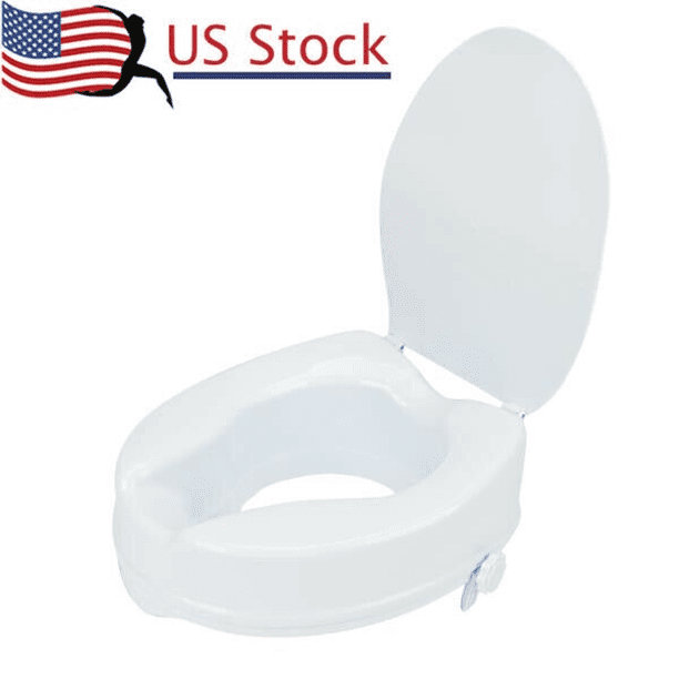 Goorabbit Raised Toilet Seat with Lid 300 Lbs Heavy Duty Elevated