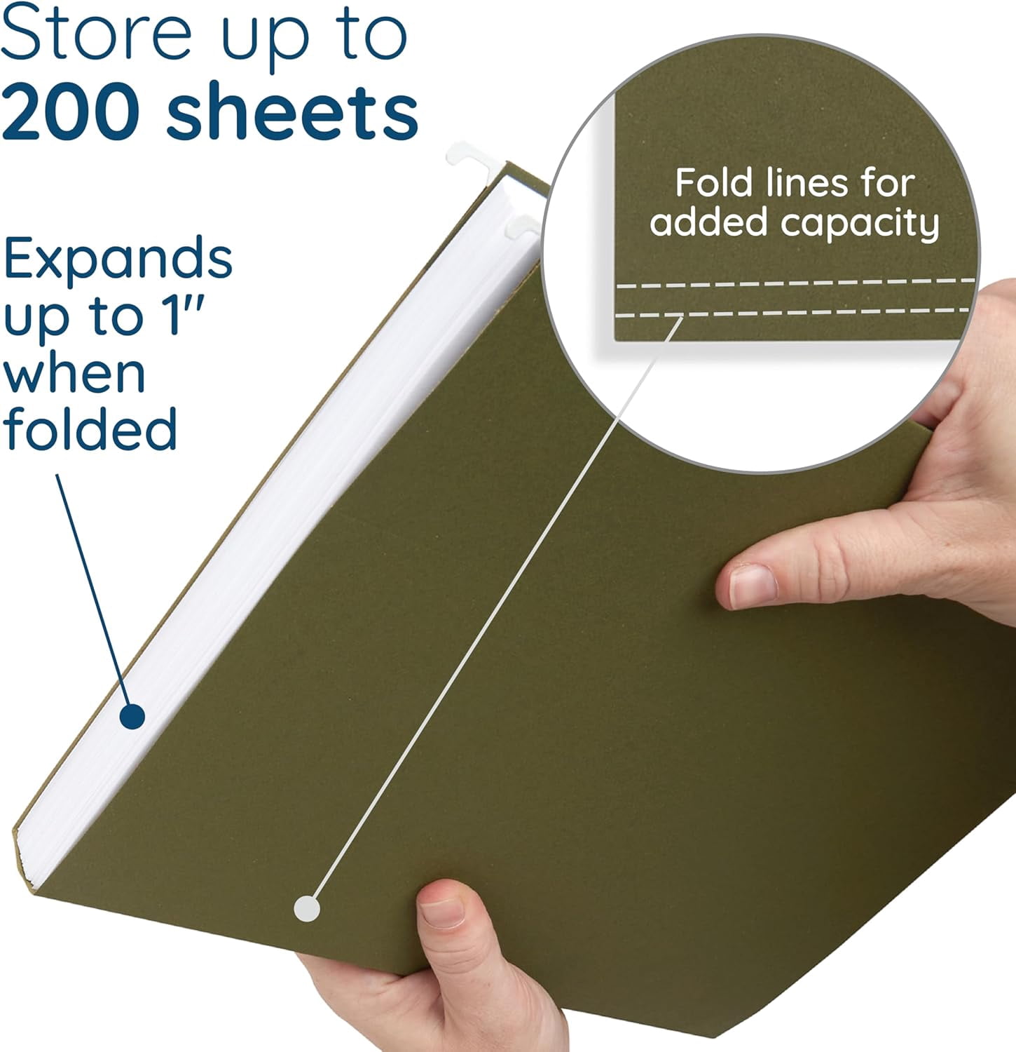 Hanging File Folders, 75 Pack, Reinforced Hanging Folders Letter Size, Standard File Folders for Filing Cabinet, Hanging File Organizer, Green