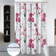 thumbnail image 2 of Stall Red Floral Shower Curtain Sets,36Wx72H Inch Narrow RV Spring Lush Flowers Fabric Shower Curtains, Soft Waterproof Polyester Bathroom Curtains with Hooks, 2 of 5