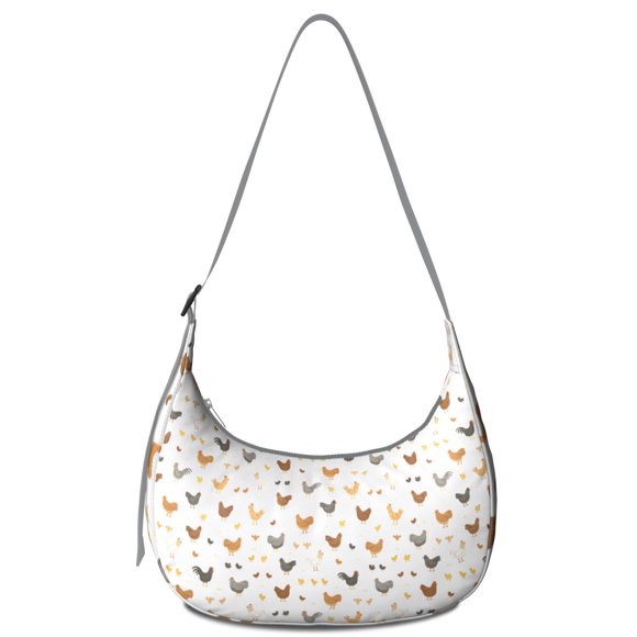 Sac Bandoulière Oeuf Poule Dessin Animé Croissant pour Femmes Hommes, Sac d'École Imprimé Coq de Ferme Poussin Coop, Mignon Sac à Livres Poule Rustique pour Voyage Pique-Nique Camping