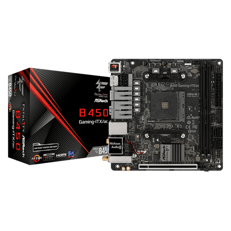 ASRock Fatal1ty B450 GAMING-ITX/AC AM4 AMD B450 SATA 6Gb/s USB 3.1 HDMI Mini ITX AMD (Best Micro Itx Motherboard)