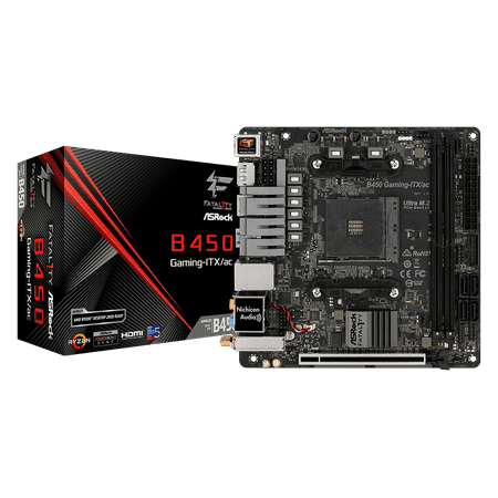 Mini Itx Retail Box - ASRock Fatal1ty B450 GAMING-ITX/AC AM4 AMD B450 SATA 6Gb/s USB 3.1 HDMI Mini ITX AMD Motherboard