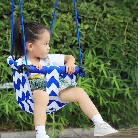 Gmogad Children's Swing Indoor Outdoor Hanging Chair - Adjustable Rope 220lbs Capacity Durable Canvas Seat with Safety Belt for Garden Playroom Patio Playtime
