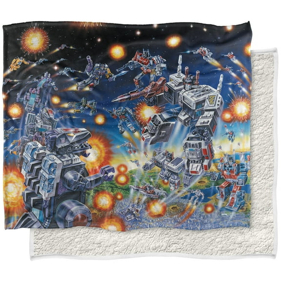 Transformers Blanket, 50'x60' Decepticon Box Art Silky Touch Sherpa Back Super Soft Throw Blanket
