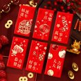 thumbnail image 1 of YAOMOBB Colorful Red Envelope 6Pcs Chinese Wedding Red Envelopes Bronzing Chinese Letter Print Lucky Money Cash Packets Celebration Gift, 1 of 6