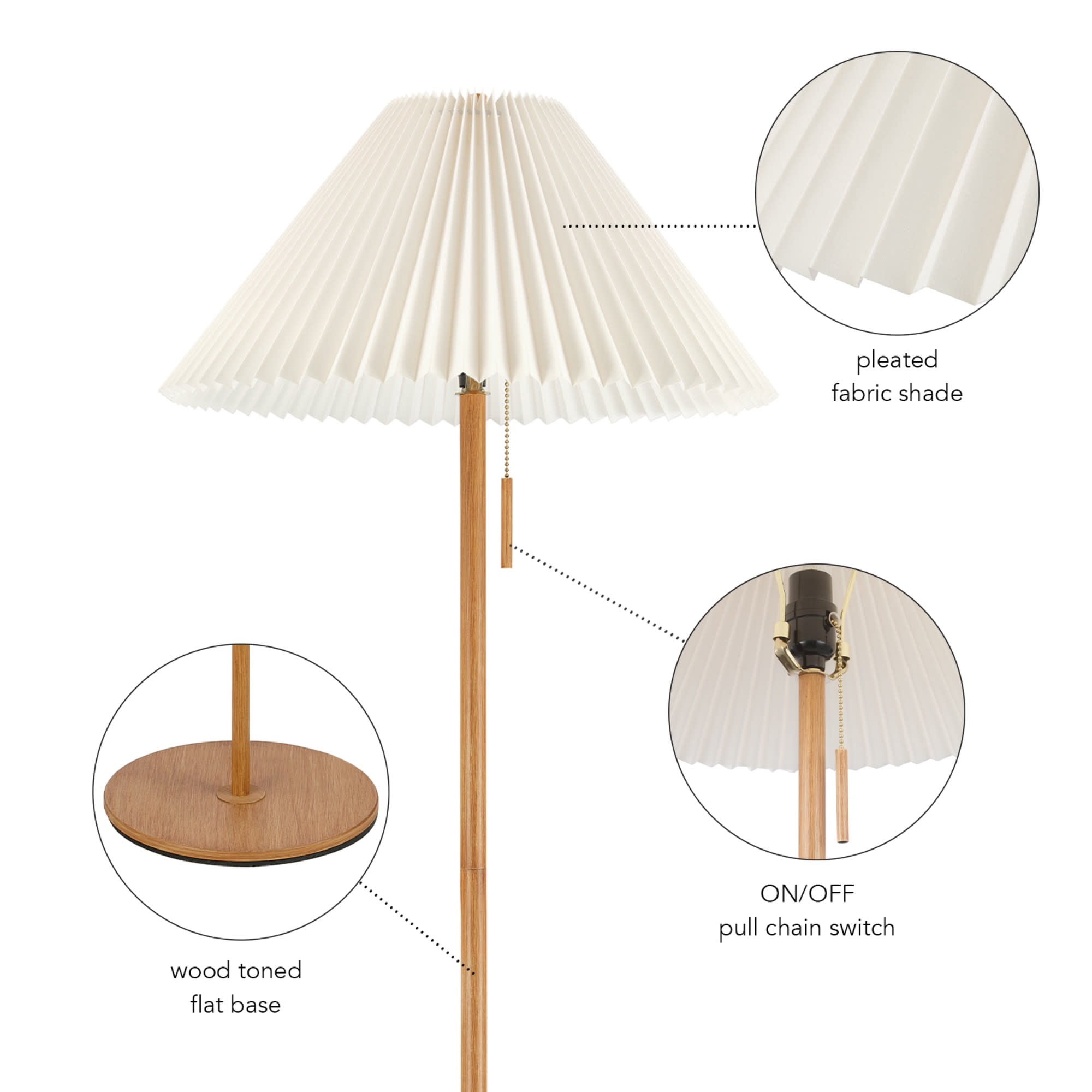 Globe Electric 91006581 Oren 62" Tall Torchiere Floor Lamp - Wood Toned