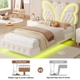 thumbnail image 6 of Homfa Twin Size Velvet Upholstered Bed with LED Lights, Floating Platform Bed Frame with Butterfly Crystal Button Tufted Headboard, Beige, 6 of 7