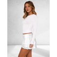 thumbnail image 6 of Women'S Pleated Mini Skirt Lace Ruffle Short Skirt High Waisted Floral Layered Skirts White XL, 6 of 8