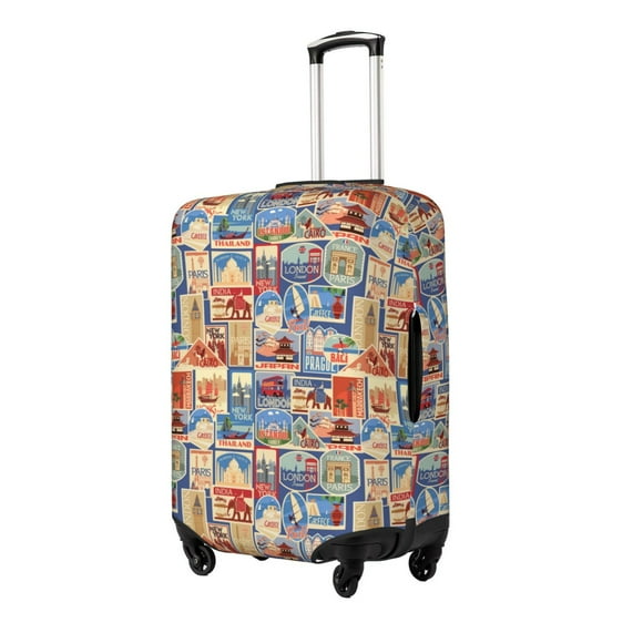 Balery Set Of Travel Vintage Funda de equipaje, fundas para maletas, elástica, lavable, protector de maletas, compatible con maletas de 18 a 32 pulgadas-Medium