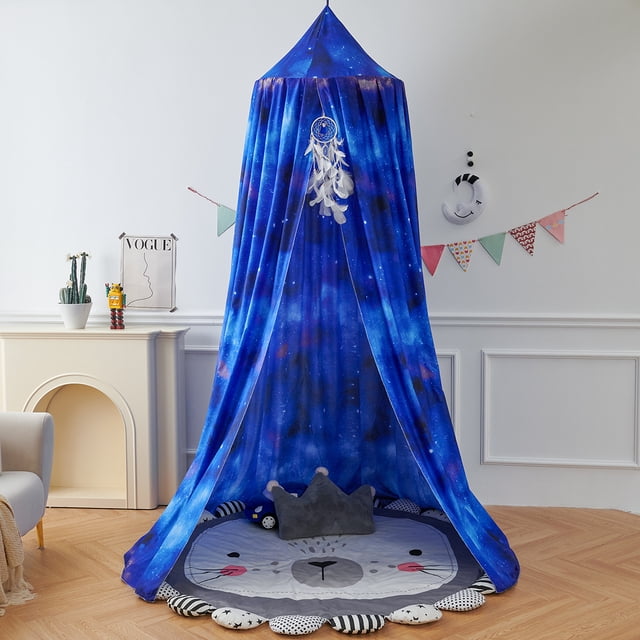 Auvent de Lit Moderne Style Ins Occultant et Coupe-Vent avec Dessus Rond Pliable (Diamètre 65 cm), Installation Sans Perçage, Construction en Polyester et Fil d'Acier, Design Imprimé Élégant pour une Chambre Douillette à la Maison