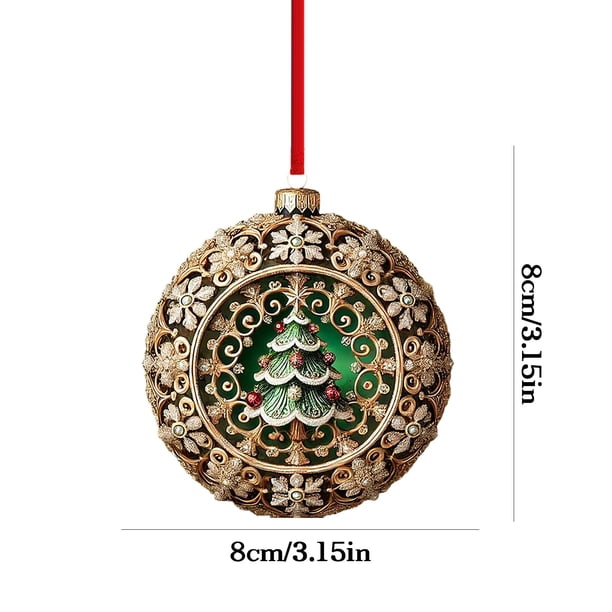 Yhmxh Bola de Navidad 2D, colgante plano de acrílico, decoración para árbol de Navidad, accesorios para decoración navideña.