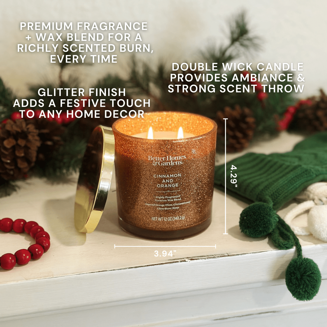 Better Homes & Gardens Cinnamon & Orange Scented 2 Wick Glitter