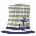 thumbnail image 6 of Striped Anchor Blanket Soft Cozy Warm Throw Blanket for Couch, Plush Fuzzy Flannel Fleece Blankets for Sofa, Navy Blue Nautical Sage Green Geometric Bed Blankets Lightweight Gifts for Women, 30"x40", 6 of 9