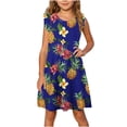 thumbnail image 2 of vokkrv Girls Summer Dress Tween Flutter Sleeve High Low Formal Dresses for Wedding Party Dark Blue A 11-12 Years, 2 of 7