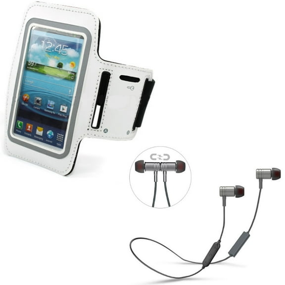 Gym Workout Sports Running Armband w Earphones Sports Wireless Headset E2M for Motorola DROID RAZR MAXX HD - Samsung Galaxy S5 Mini S4 Active (GT-i9295) S3 Prevail LTE Core Prime Express 3
