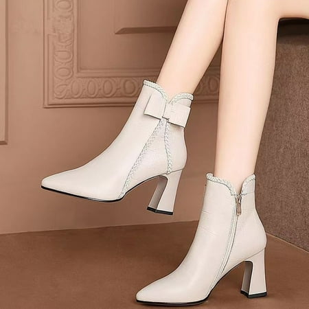 

Clearance Sale Prime AnuYalueWomens Pointed Toe Ankle Boots Stiletto Heels Side Zipper Bow Faux Suede Booties Wedding Dress Shoes