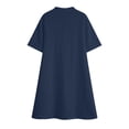 thumbnail image 7 of Guieoi Summer Dresses for Women V-Neck Short-Sleeve Cotton-Linen Casual Straight-Cut Solid-Color Dress with Pockets Blue S, 7 of 7