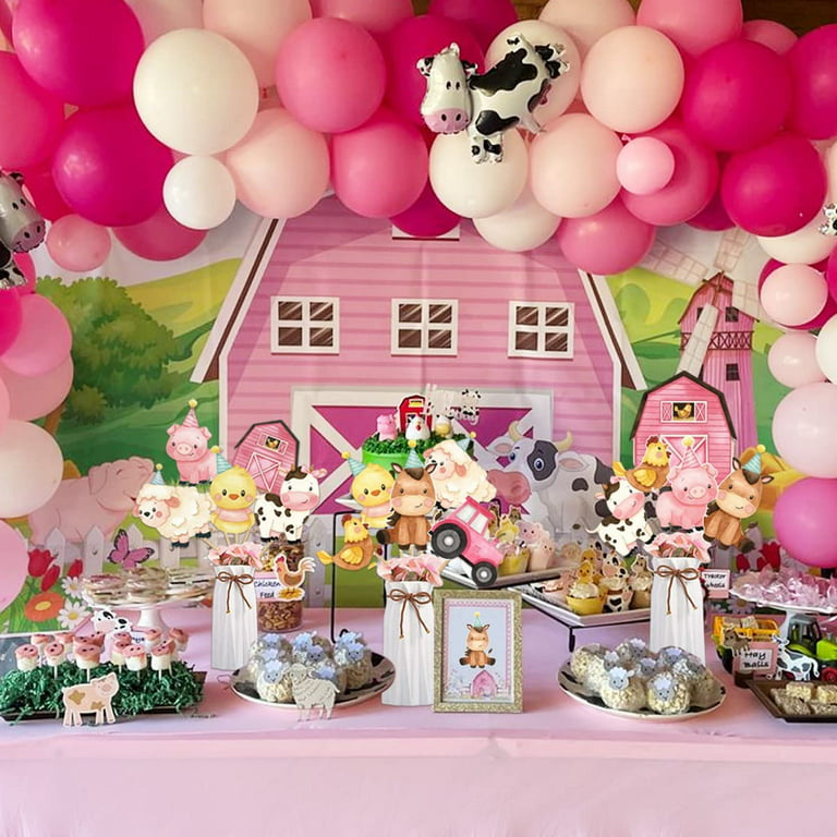 Farm Animal Centerpiece Sticks Pink for Farm Themed Party Table ...
