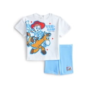 Toy Story Baby Girls Short Sleeve Graphic Tee and Matching Bike Shorts Set, 2-Piece, Sizes 0/3M-24M