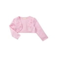 thumbnail image 5 of Fldy Kids Flower Girls Cover Up Bolero Long Sleeve Floral Embroidery Pageant Wedding Shrug Cardigan Pink 110, 5 of 7
