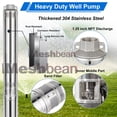 thumbnail image 3 of iMeshbean Deep Submersible Well Pump 1 HP Submersible Well Pump 110V Water Pump 37GPM 207ft Head with 100ft Electric Cable Stainless Steel Water Well Pumps Submersible w/ Bonus Outlet, 3 of 8