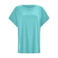 thumbnail image 3 of BAODANN Women's Fashion Casual Solid Color Round Neck Short Sleeved T Shirt Top 100 Polyester Shirts Women Women Short Sleeve T Shirt Womens Shirts Casual Exercise Wear for Women Yoga Shirts Women, 3 of 3