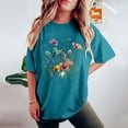 thumbnail image 4 of LEBONYARD Womens Tops under $5,Womens T Shirts Clothes $5,Women's Fashion Summer Round Neck Drop Sleeves Leisure Short Sleeve Flower Printing Tops Blue L, 4 of 7