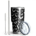 thumbnail image 2 of 30oz Black Halloween Bat Silhouettes Tumblers Stainless Steel Tumbler with Lid and Straw,Vacuum Insulated Double Wall Travel Tumbler Cups Mug with Cleaning Brush for Coffee,Tea, 2 of 7