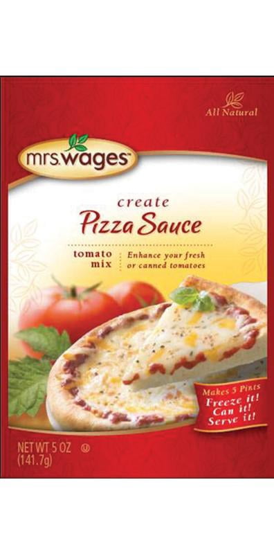Mrs. Wages Pizza Sauce Canning Mix, Easy-to-Use, Simple Homemade Pizza Purees Sauce, Great Flavor, Easy to Freeze or Serve Fresh, 4 oz Packet